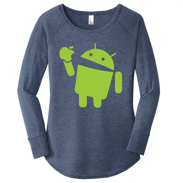 Android Eats Apple Funny Nerd Computer Women's Perfect Tri Tunic Long Sleeve Shirt