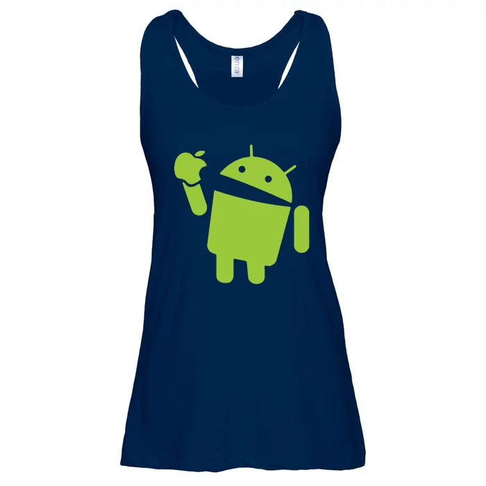 Android Eats Apple Funny Nerd Computer Ladies Essential Flowy Tank