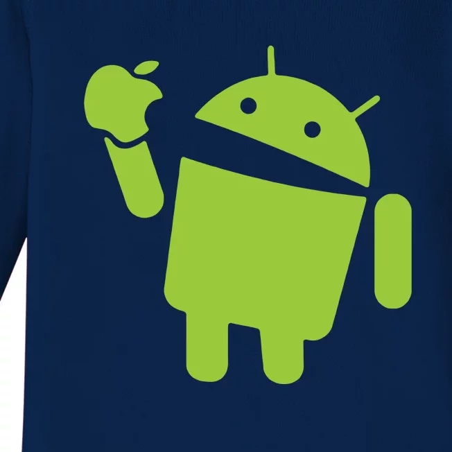 Android Eats Apple Funny Nerd Computer Baby Long Sleeve Bodysuit