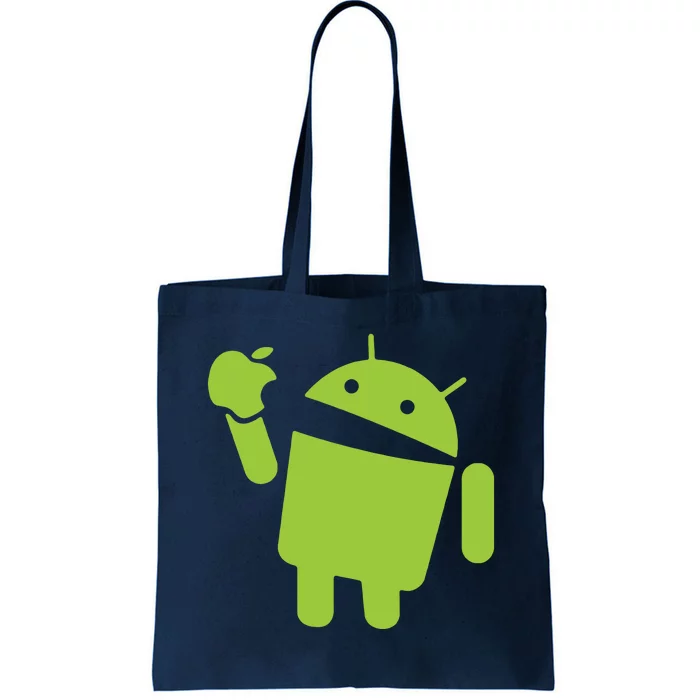 Android Eats Apple Funny Nerd Computer Tote Bag