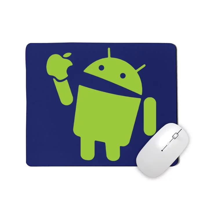 Android Eats Apple Funny Nerd Computer Mousepad