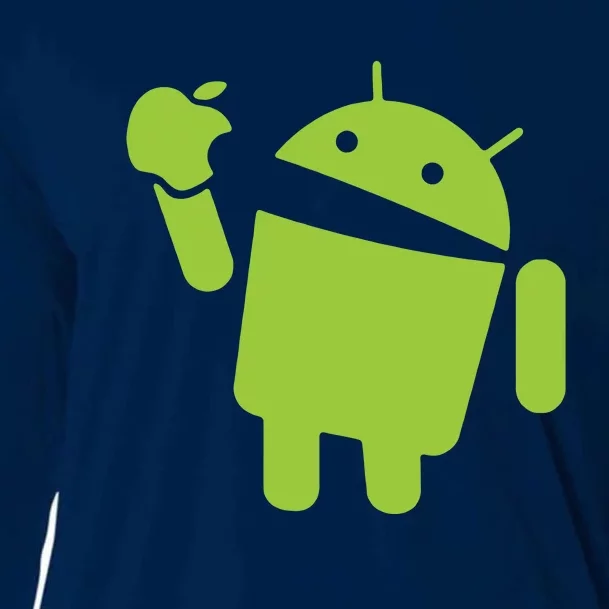 Android Eats Apple Funny Nerd Computer Cooling Performance Long Sleeve Crew