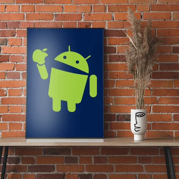 Android Eats Apple Funny Nerd Computer Poster