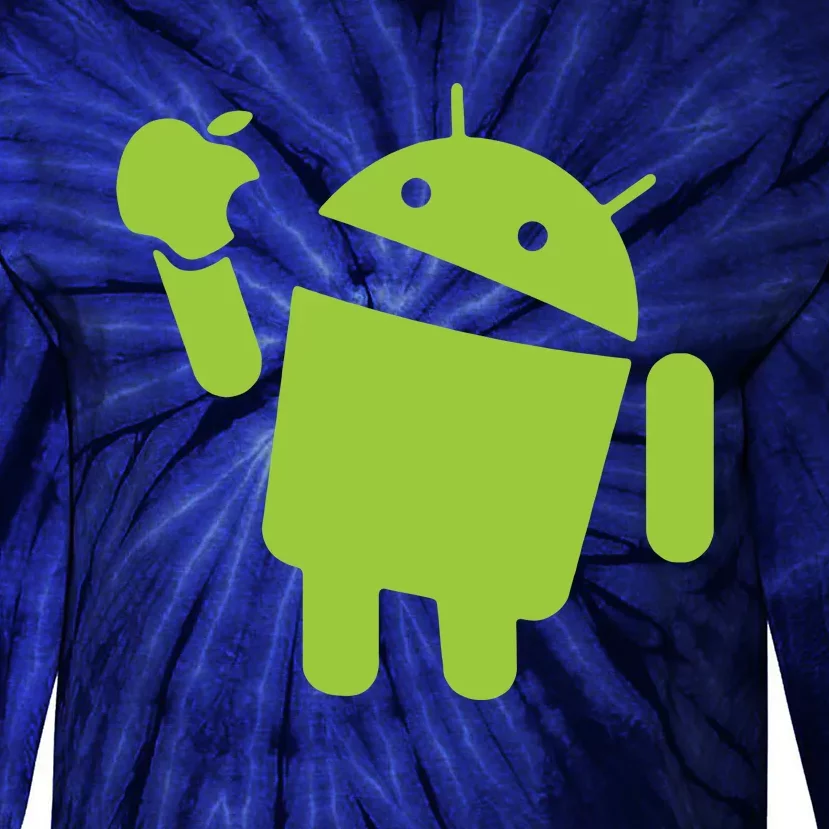 Android Eats Apple Funny Nerd Computer Tie-Dye Long Sleeve Shirt