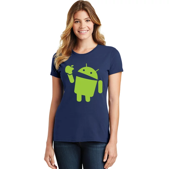 Android Eats Apple Funny Nerd Computer Women's T-Shirt