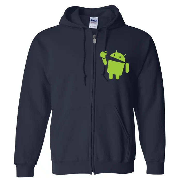 Android Eats Apple Funny Nerd Computer Full Zip Hoodie