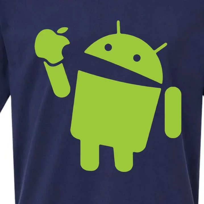 Android Eats Apple Funny Nerd Computer Sueded Cloud Jersey T-Shirt