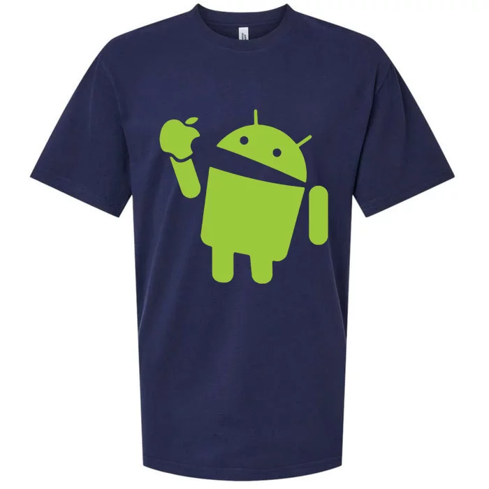 Android Eats Apple Funny Nerd Computer Sueded Cloud Jersey T-Shirt