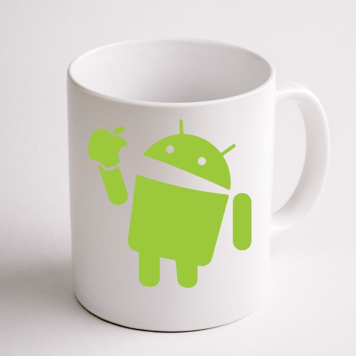 Android Eats Apple Funny Nerd Computer Front & Back Coffee Mug