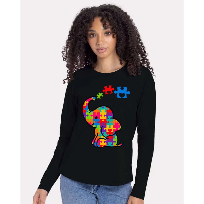 Autism Elephant Womens Cotton Relaxed Long Sleeve T-Shirt