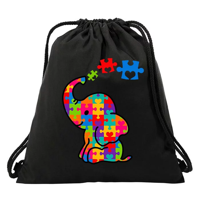 Autism Elephant Drawstring Bag