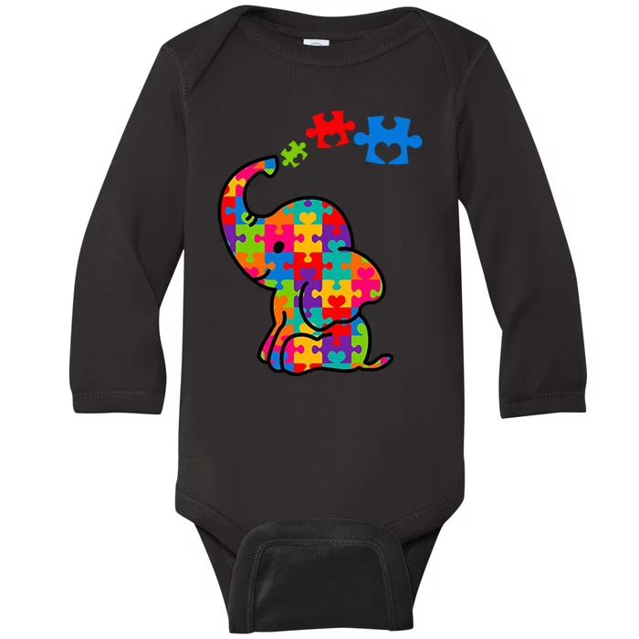 Autism Elephant Baby Long Sleeve Bodysuit