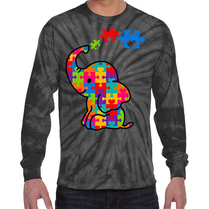 Autism Elephant Tie-Dye Long Sleeve Shirt