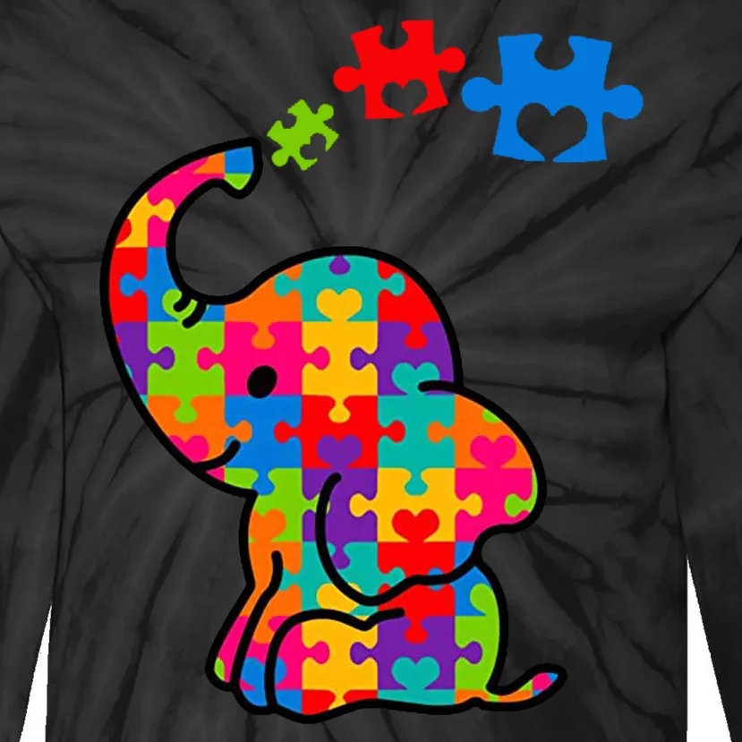 Autism Elephant Tie-Dye Long Sleeve Shirt