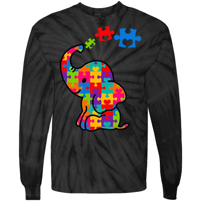 Autism Elephant Tie-Dye Long Sleeve Shirt