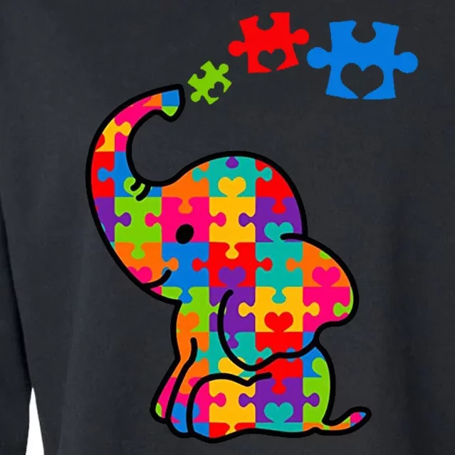 Autism Elephant Cropped Pullover Crew