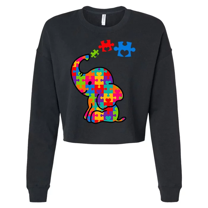 Autism Elephant Cropped Pullover Crew