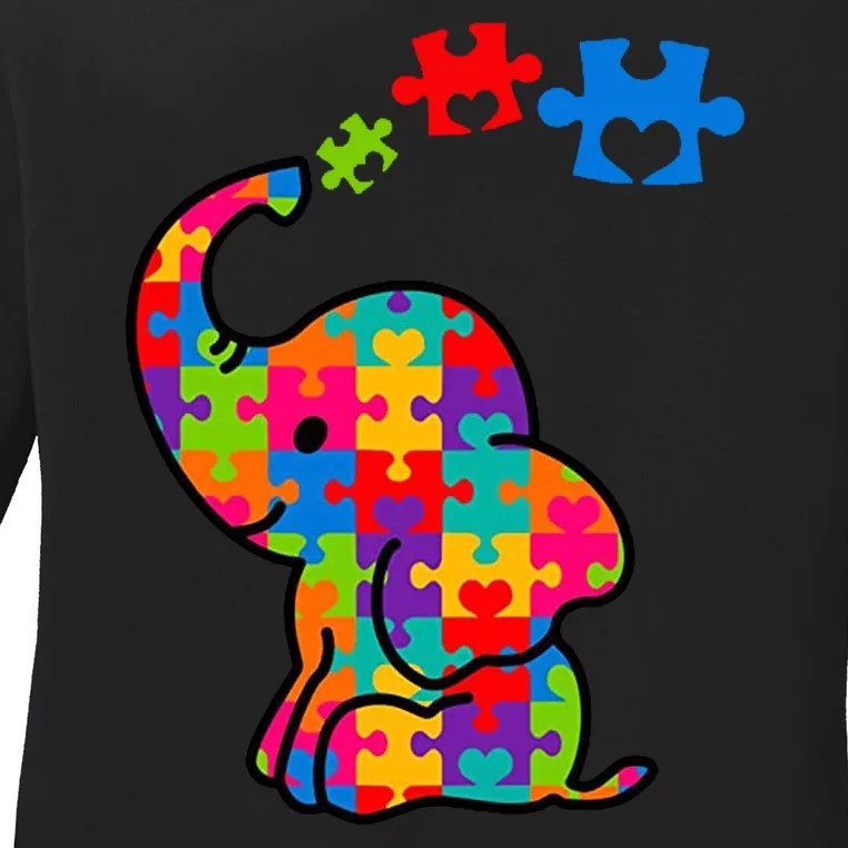 Autism Elephant Ladies Long Sleeve Shirt