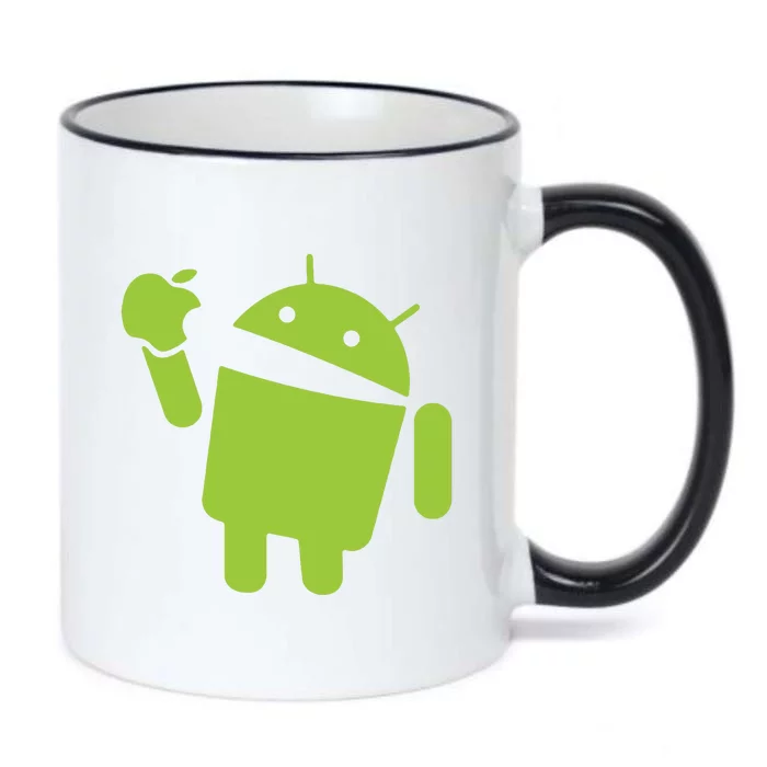 Android Eats Apple Funny Nerd Computer Black Color Changing Mug