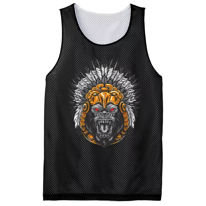 Ancient Ethnic Aztec Monkey Gorilla People Civilization Gift Mesh Reversible Basketball Jersey Tank