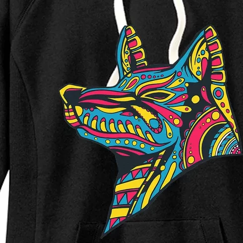 Ancient Ethnic Aztec Wolf Mask Symbol Civilization Gift Women's Fleece Hoodie