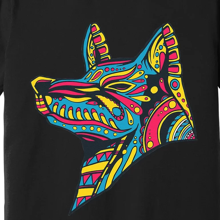 Ancient Ethnic Aztec Wolf Mask Symbol Civilization Gift Premium T-Shirt