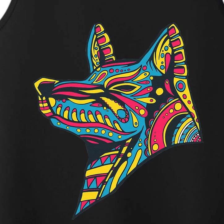 Ancient Ethnic Aztec Wolf Mask Symbol Civilization Gift Performance Tank