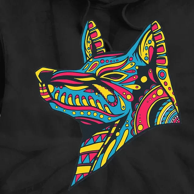 Ancient Ethnic Aztec Wolf Mask Symbol Civilization Gift Tie Dye Hoodie