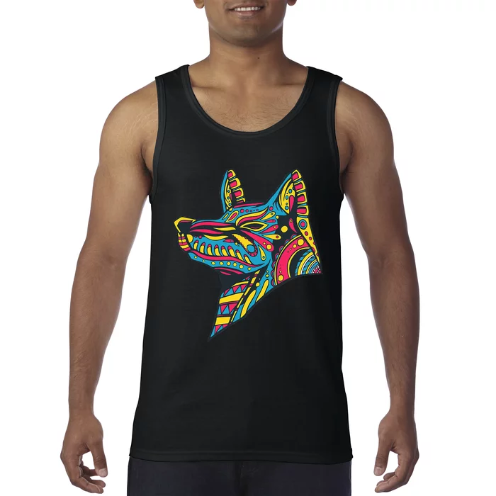 Ancient Ethnic Aztec Wolf Mask Symbol Civilization Gift Tank Top