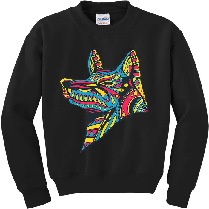 Ancient Ethnic Aztec Wolf Mask Symbol Civilization Gift Kids Sweatshirt