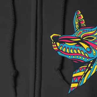 Ancient Ethnic Aztec Wolf Mask Symbol Civilization Gift Full Zip Hoodie