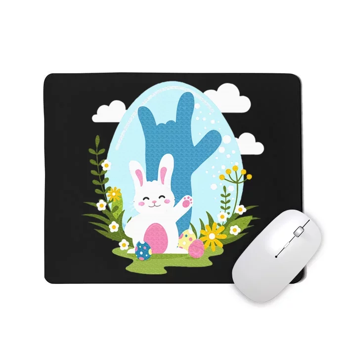 Asl Easter Bunny Reflection I Love You Hand Sign Language Mousepad