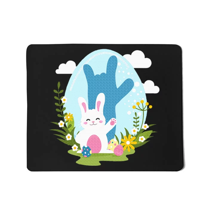 Asl Easter Bunny Reflection I Love You Hand Sign Language Mousepad