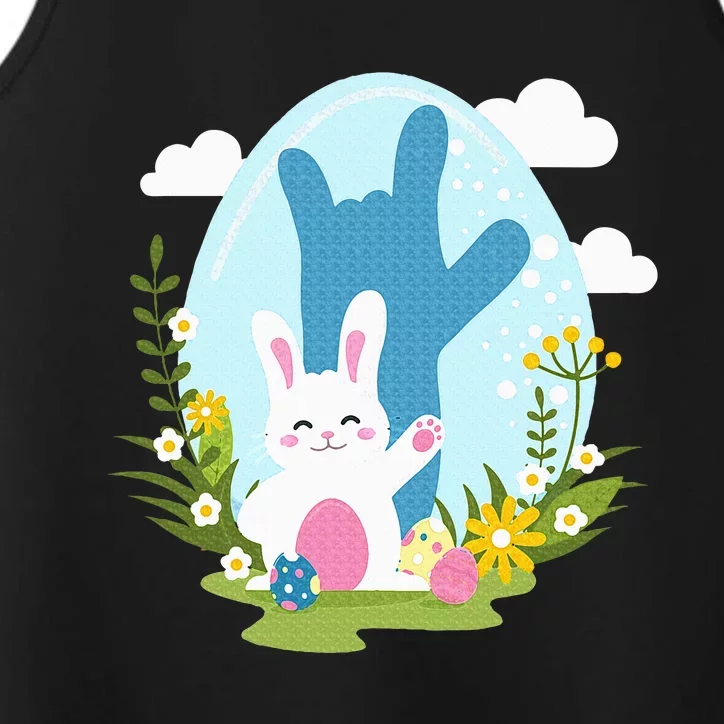 Asl Easter Bunny Reflection I Love You Hand Sign Language Performance Tank