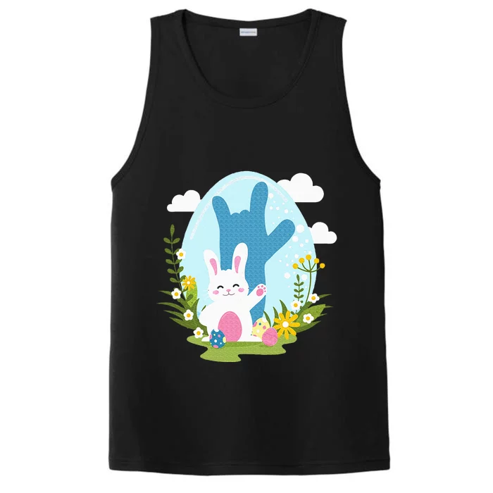 Asl Easter Bunny Reflection I Love You Hand Sign Language Performance Tank