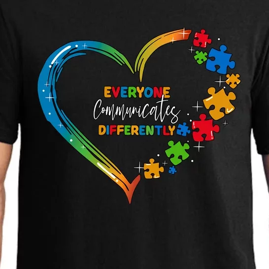 Autism Everyone Communicate Differently Heart Autism Special Education Pajama Set