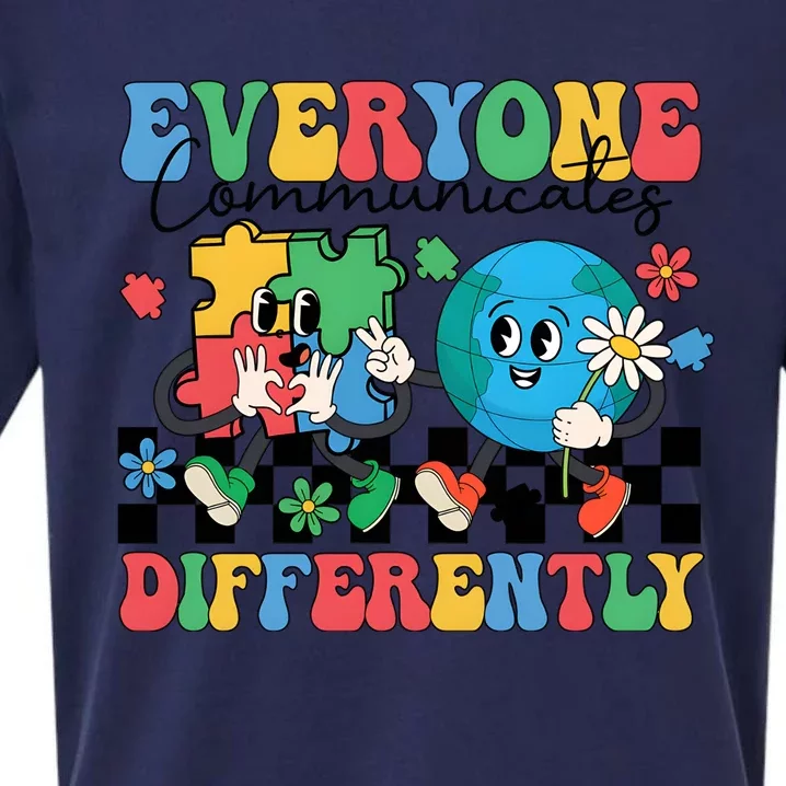 Autism Everyone Communicates Differently Sueded Cloud Jersey T-Shirt