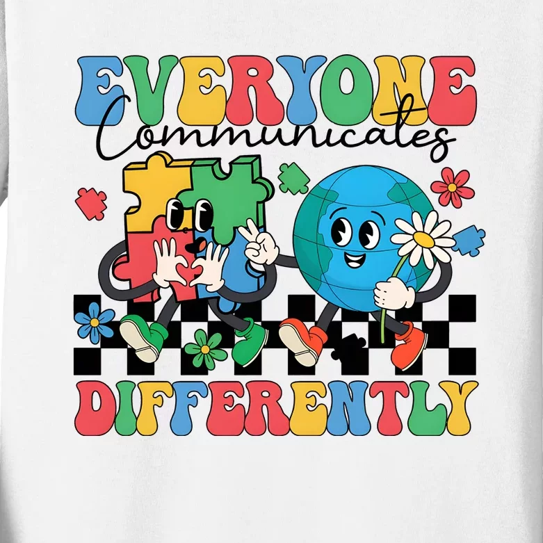 Autism Everyone Communicates Differently Kids Long Sleeve Shirt