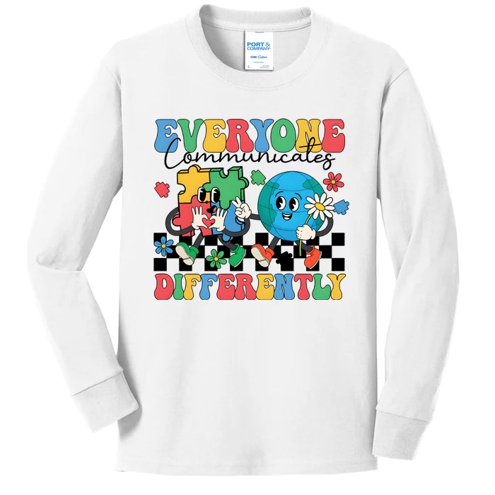 Autism Everyone Communicates Differently Kids Long Sleeve Shirt