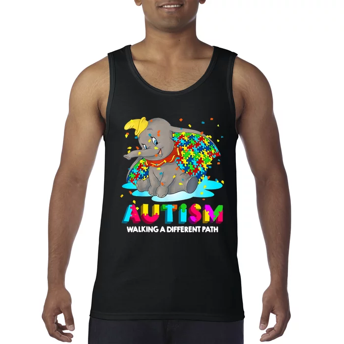 Autism Elephant Dumbo Walking A Different Path Autism Tank Top