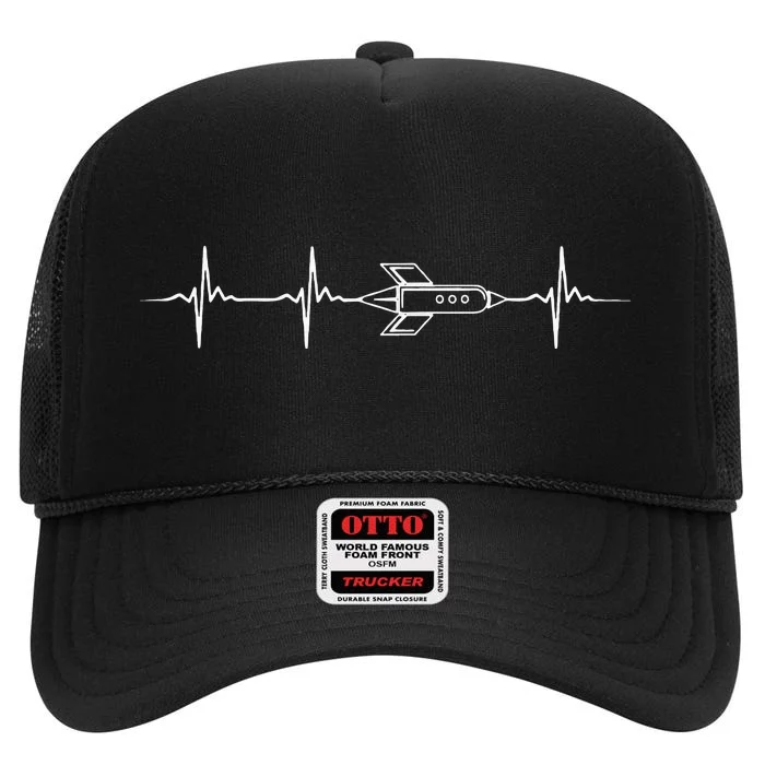 Aerospace Engineering Design Great Rocket Heartbeat High Crown Mesh Trucker Hat