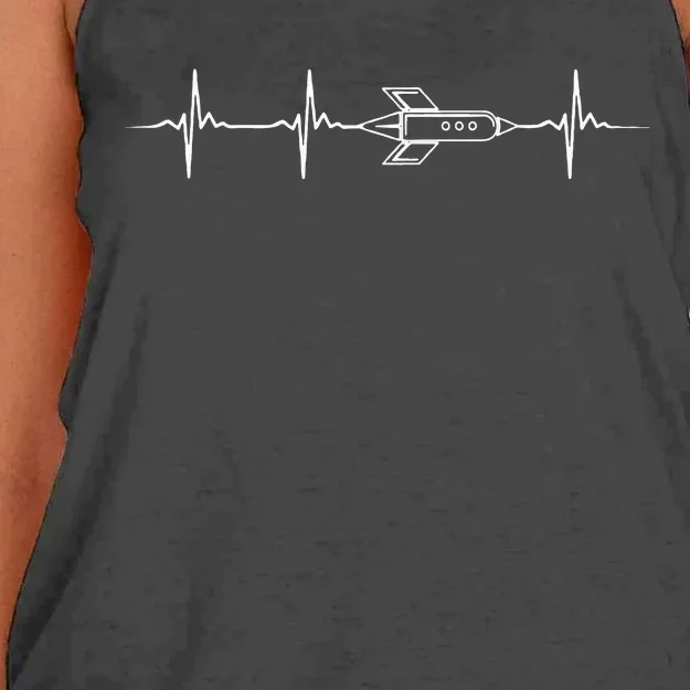 Aerospace Engineering Design Great Rocket Heartbeat Women's Knotted Racerback Tank