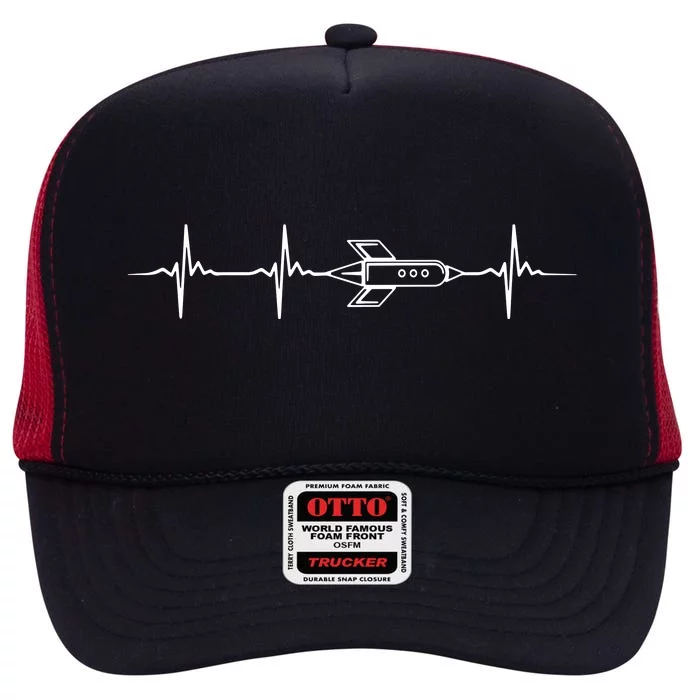 Aerospace Engineering Design Great Rocket Heartbeat High Crown Mesh Trucker Hat