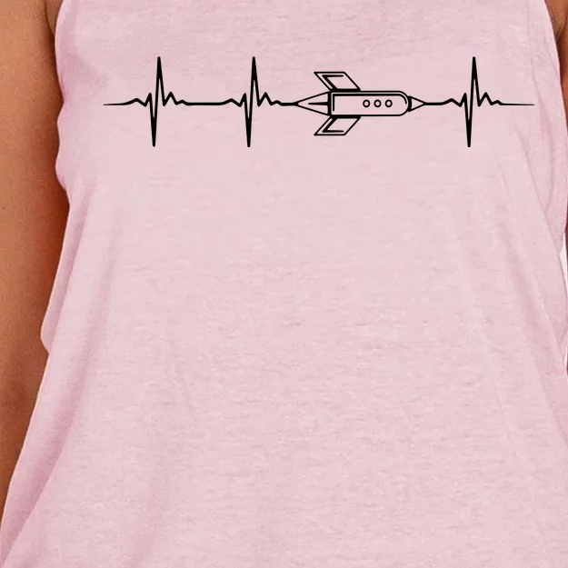 Aerospace Engineering Design Great Rocket Heartbeat Women's Knotted Racerback Tank