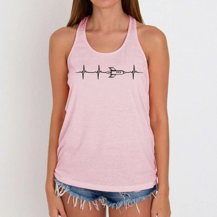 Aerospace Engineering Design Great Rocket Heartbeat Women's Knotted Racerback Tank