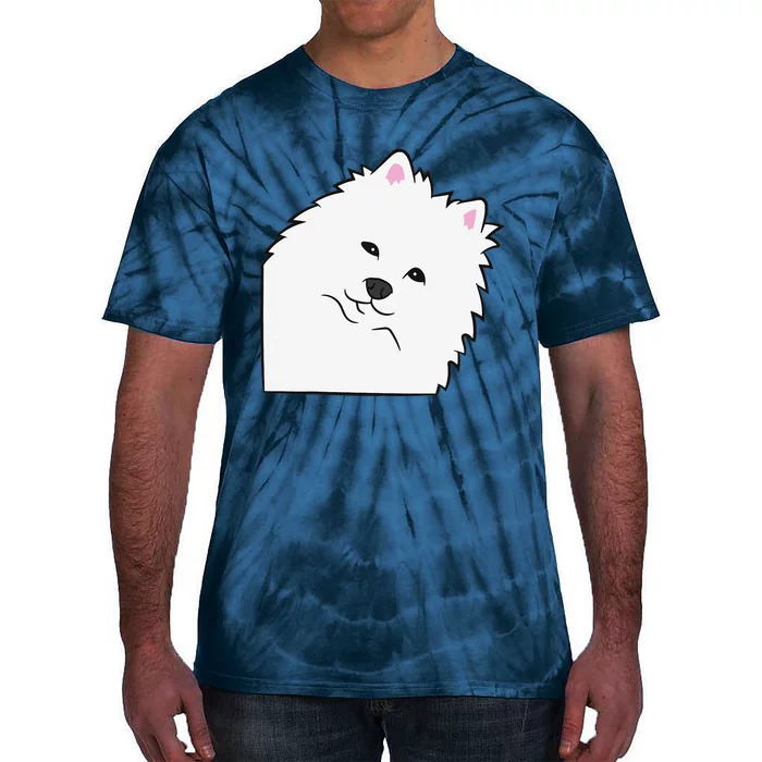 American Eskimo Dog Peeking From Side Cute American Eskimo Tie-Dye T-Shirt