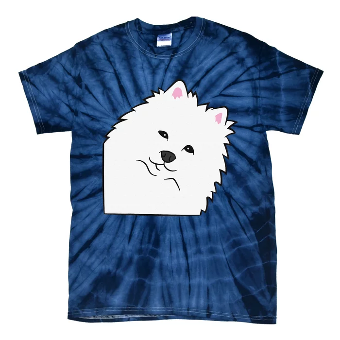 American Eskimo Dog Peeking From Side Cute American Eskimo Tie-Dye T-Shirt