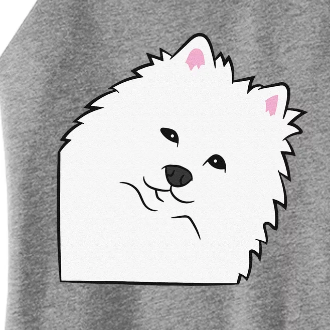 American Eskimo Dog Peeking From Side Cute American Eskimo Women’s Perfect Tri Rocker Tank