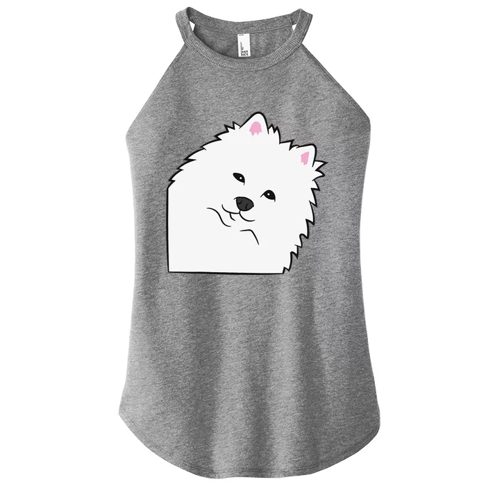 American Eskimo Dog Peeking From Side Cute American Eskimo Women’s Perfect Tri Rocker Tank