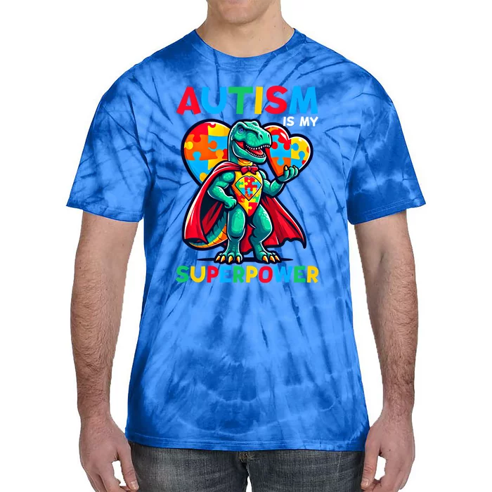 Autism Embrace Differences Dinosaur Trex Cute Puzzle Gift Tie-Dye T-Shirt